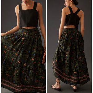 Farm Rio Printed Pleated Maxi Skirt